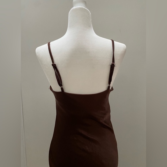 Oak + Fort Midi Slip Dress Silky Brown - Picture 3 of 6